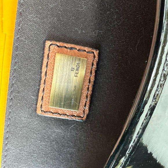 Fendi B Authentic Buckle Bag, Brown with Black Patent Leather - Picture 10 of 15